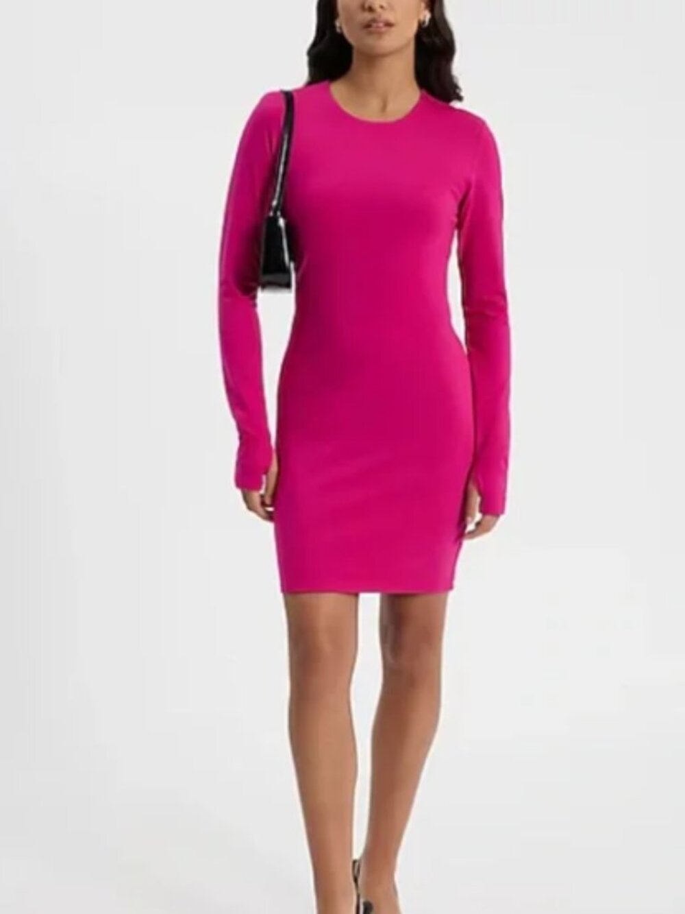 Hot Pink/Fuscia Long Sleeve Mini Long Sleeve Dress XS